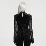 Eleonora Women's Gothic Top with Lace Sleeves in Black