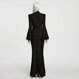 Lemures Women's Gothic Dark Contrasting Dress in Black & Red