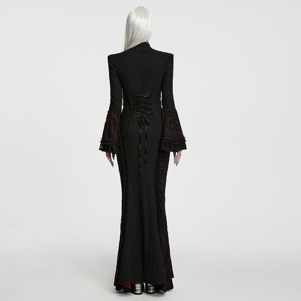 Lemures Women's Gothic Dark Contrasting Dress in Black & Red – PunkRave
