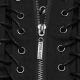 Hellebore Women's Gothic Top with Corset Lacing in Twill Fabric, Mesh in Black