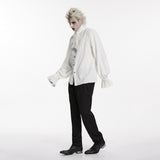 Penumbra Men's Gothic Shirt with Ruffled Collar in Black