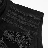 Brume Men's Gothic Embossed Appliqué Zipped Vest in Black