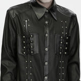 Usher Men's Gothic Shirt with Studded Details in Black