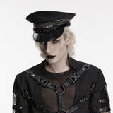 Dead Calm Gothic Military Studded Hat in Black