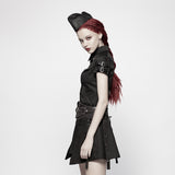 Lilith Punk Cotton Strapped Epaulette Military Shirt