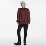 Balor Men's Gothic Jacquard Ruffle Shirt in Red