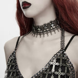 Vesper Cross Lace Choker