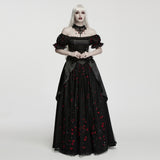 Dead Calm Women's Gothic Ballgown Dress in Black & Red