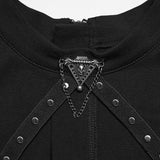 Dusk Rite Women's Gothic Top with Studded Details in Black