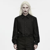 Hospitaller Men's Gothic Shirt with Lace Detail in Black