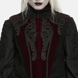 Mordred Men's Gothic Embossed Appliqué Zipped Vest in Black & Red