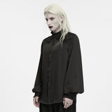 Hex Men's Gothic Lace Satin Shirt in Black