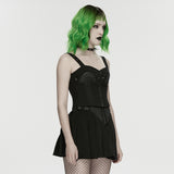 Henbane Women's Gothic Corset with Studded Details in Black