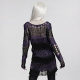 Styx Noir Women's Gothic pullover sweater in Black & Violet