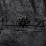 Brigand Gothic Distressed Faux Leather Brocade Hooded Coat Men's