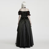 Dead Calm Women's Gothic Ballgown Dress in Black & Red