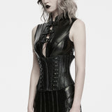 Labradorite Women's Gothic Corset with Metal in Black