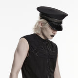 Dead Calm Gothic Military Studded Hat in Black