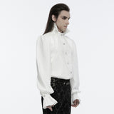 Outcast Victorian Gothic White Jacquard Ruffle Cuff Shirt Men's
