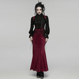 Melmoth Women's Gothic Waistcoat with Corset in Unique Dual Color Phantom Embroidered Woven Fabric in Black