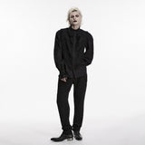 Mourning Star Men's Gothic Shirt with Ruffled Collar in Black