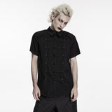 Pale Horse Men's Gothic Shirt with Skull in Black