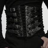Crow Gothic Faux Leather Corset Men's