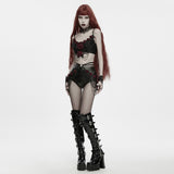 Ravenscar Women's Gothic Bralet with Lace in Black & Red