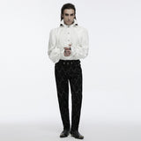 Outcast Victorian Gothic White Jacquard Ruffle Cuff Shirt Men's