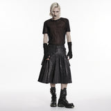 Arges Gothic Buckle Waxed Denim Kilt