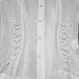 Ligeia Women's Gothic Blouse with Ruffled Collar in White