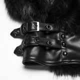 Perigee Women's Punk Faux Fur Faux Leather Coat in Black