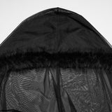 Vesperia Women's Gothic Cloak Cape with Faux Fur in Delicate Mesh, Which Creates An Ethereal Aesthetic in Black