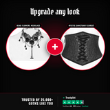 The Countess — all included: Dead Flowers necklace + Mystic Sanctuary corset belt — trusted by 25,000+ goths