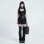 Coven Fledgling Kit — gothic starter pack on model, front view: Abyss corset, Malice leg warmers, Bloody Valentine necklace