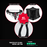 Coven Fledgling Kit — all included: Bloody Valentine necklace, Abyss corset, Malice leg warmers — trusted by 25,000+ goths