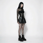 Machine Ritual set on model, side view — glossy PU corset