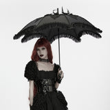 Gloam Women's Gothic Umbrella with Ruffles in Black