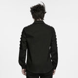 Bruges Men's Gothic Shirt with Studded Shoulders in Black