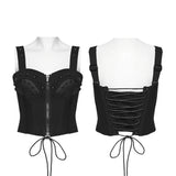 Henbane Women's Gothic Corset with Studded Details in Black