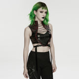 Bitter Root Women's Faux Leather Top with Lacing Detail in Black and Red