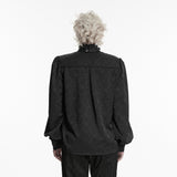 Heathcliff Men's Gothic Jacquard Ruffle Shirt in Black