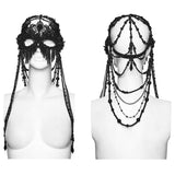 Salammbô Women's Gothic Beaded Priestess Masquerade Mask in Black