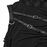 Wieland Men's Punk Hooded Sleeveless Distressed Top in Black