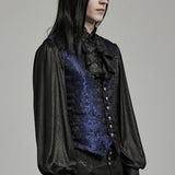 Israfel Men's Gothic Elfin Waistcoat in Black & Blue