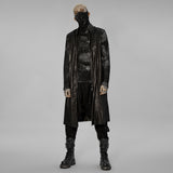 Pallor Gothic Distressed Faux Leather Harness Sleeve Jacket Men's