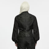 Lorgnette Men's Gothic Jacquard Asymmetrical Strap Vest in Black
