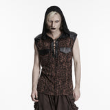 Corvid Men's Gothic Lace Up Top in Leopard Print