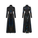 Odette Women's Cyber Iridescent Patent Long Coat in Black