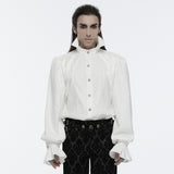 Outcast Victorian Gothic White Jacquard Ruffle Cuff Shirt Men's